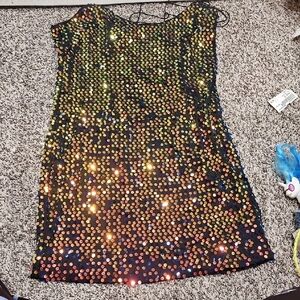 Forever 21 Black and Gold Sequin Mini Dress